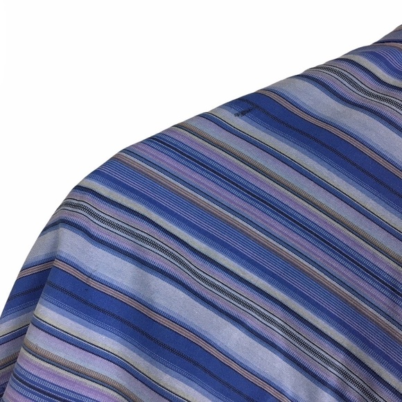 TED BAKER LONDON Button Up Dress Shirt Blue Stripe Classic Neck 17.5 Size 36/37 - Picture 10 of 11